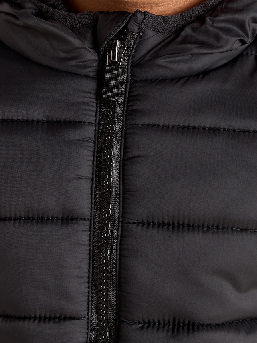 Plain Zip Through Hooded Puffer Jacket