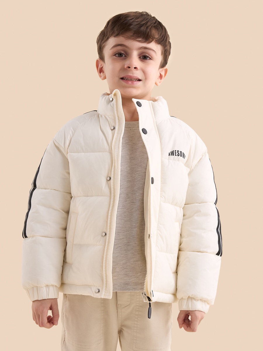 Quilted Puffer Jacket with High Neck