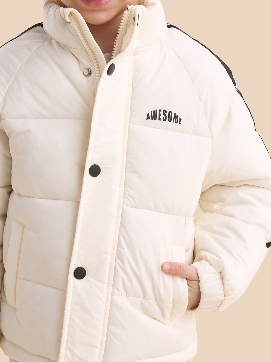 Quilted Puffer Jacket with High Neck