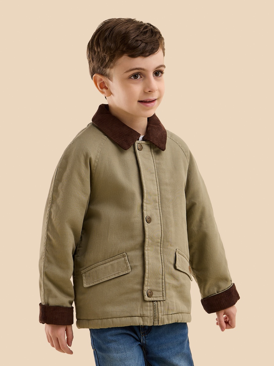 Plain Sherpa Lined Cotton Jacket