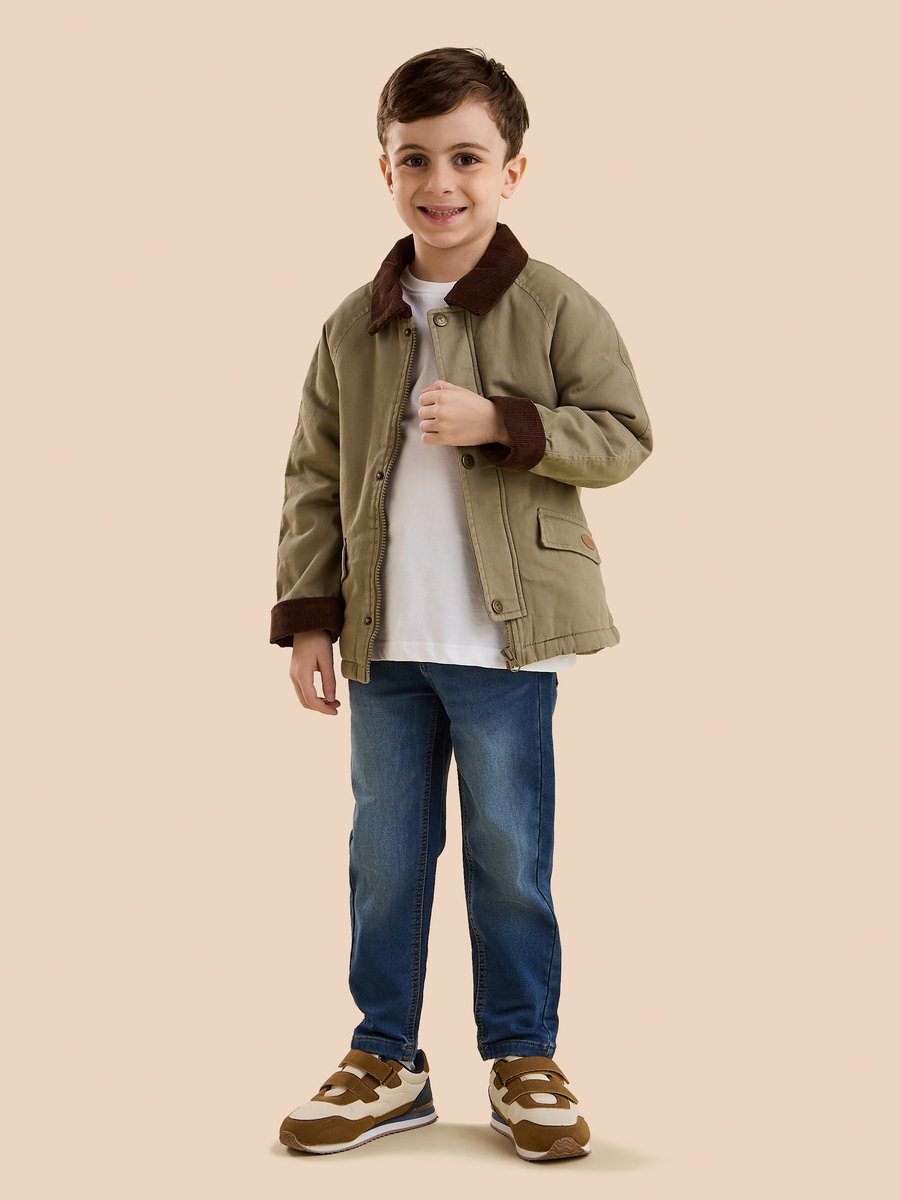 Plain Sherpa Lined Cotton Jacket