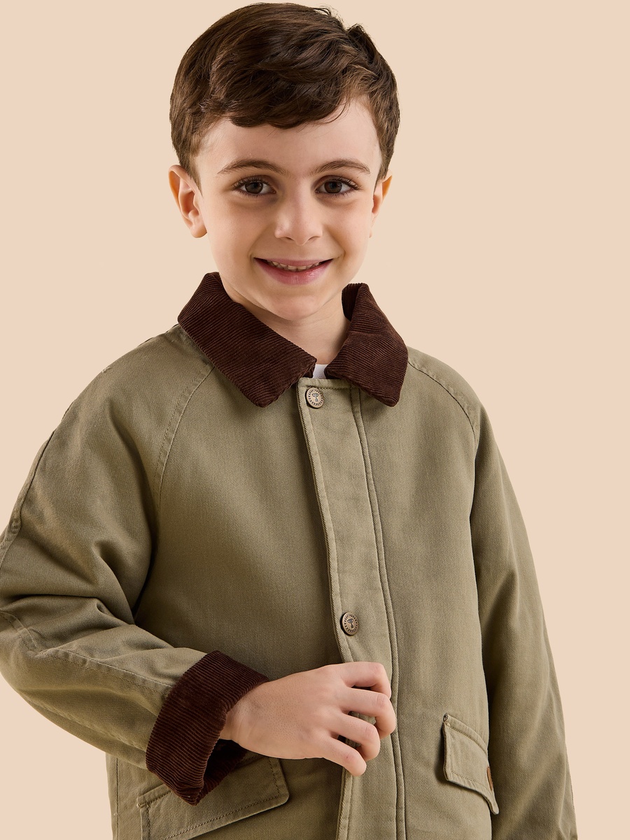 Plain Sherpa Lined Cotton Jacket