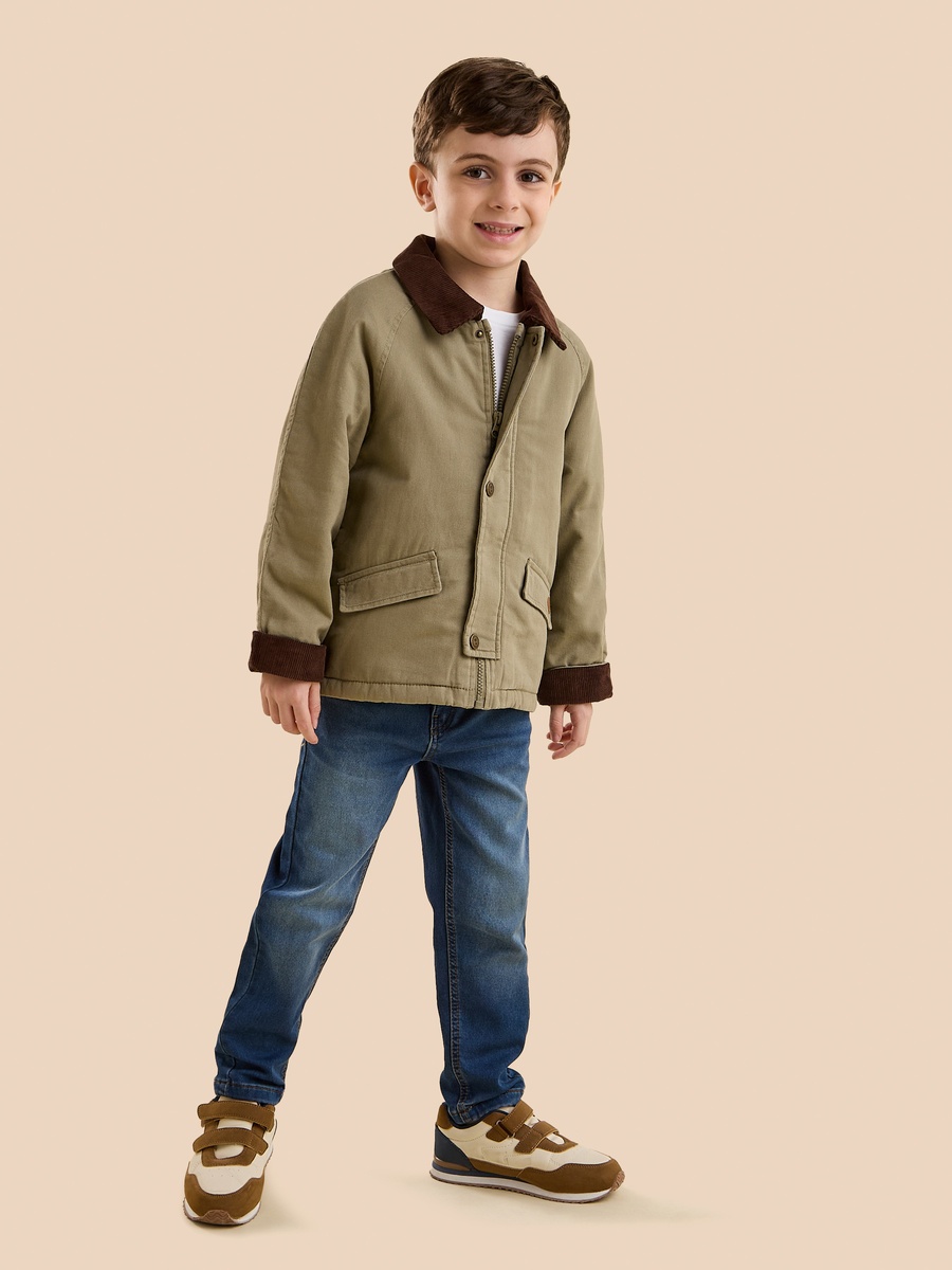 Plain Sherpa Lined Cotton Jacket