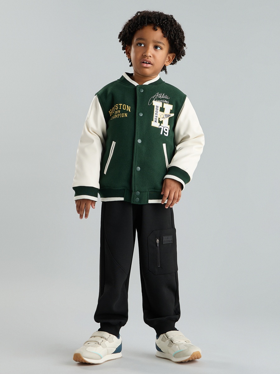 Varsity Print Felt Bomber Jacket