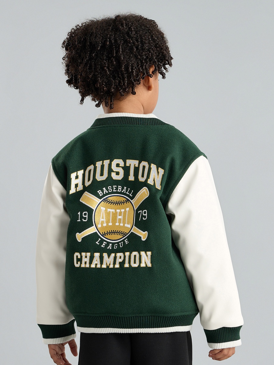 Varsity Print Felt Bomber Jacket