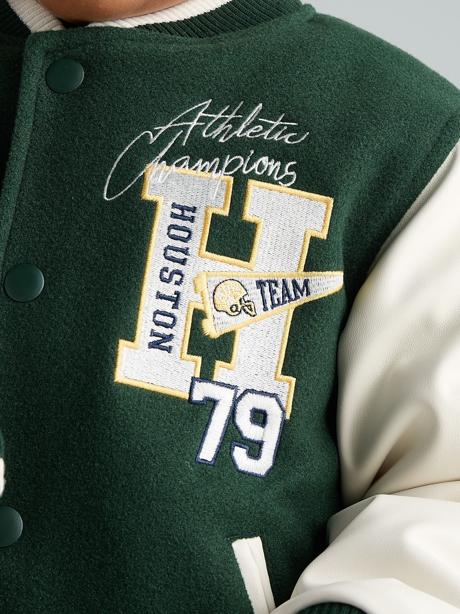 Varsity Print Felt Bomber Jacket