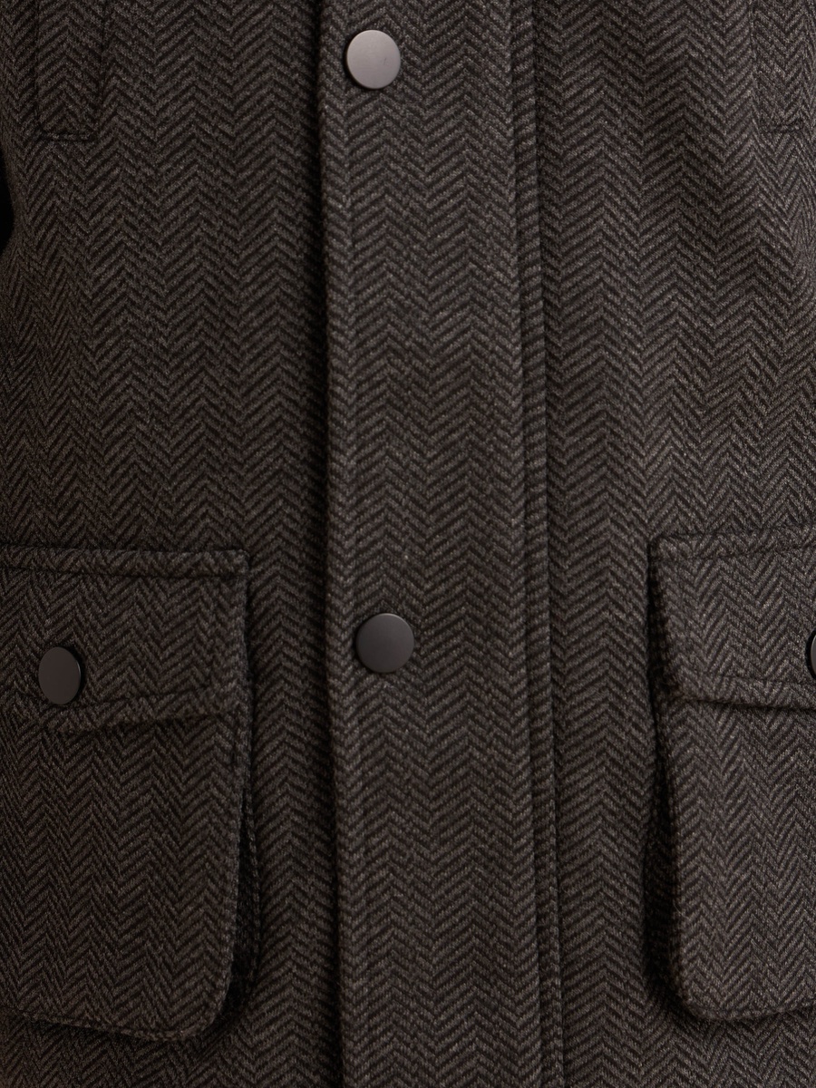 Tweed Herringbone Hooded Coat