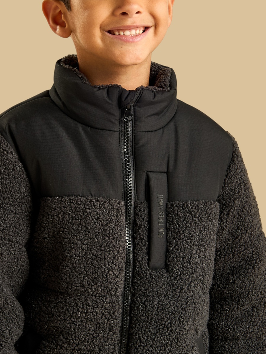 Sherpa Jacket with Zip Closure