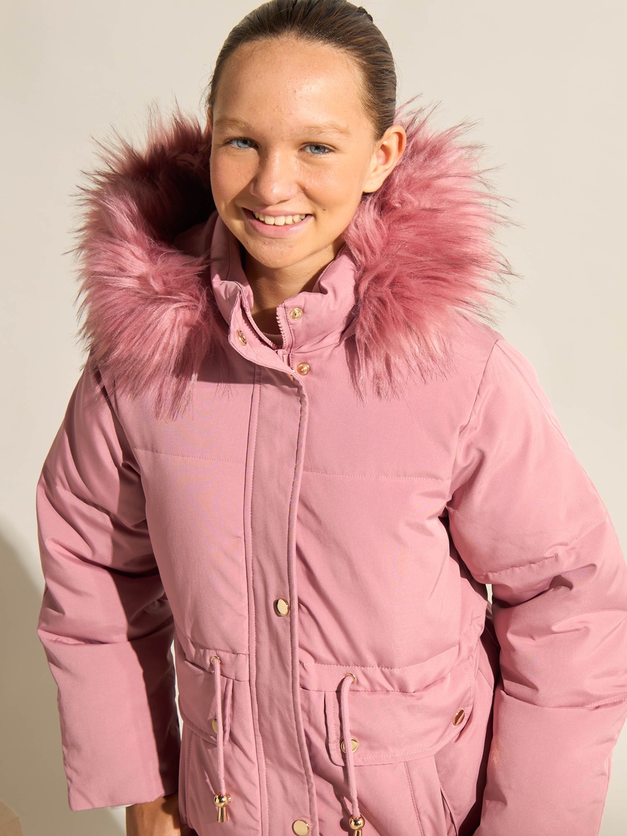 Padded Jacket with Fur Lined Hood