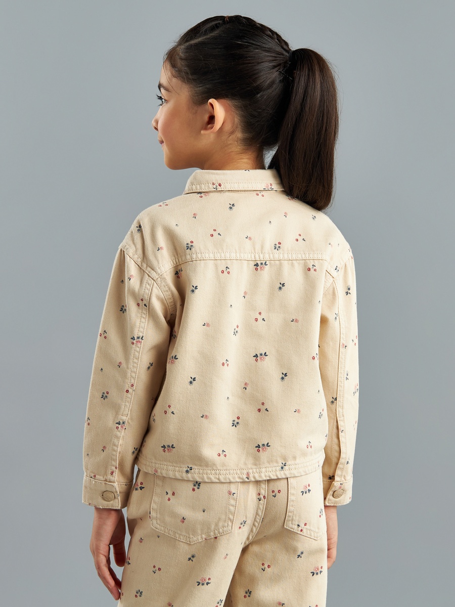 All-Over Floral Print Jacket with Pockets