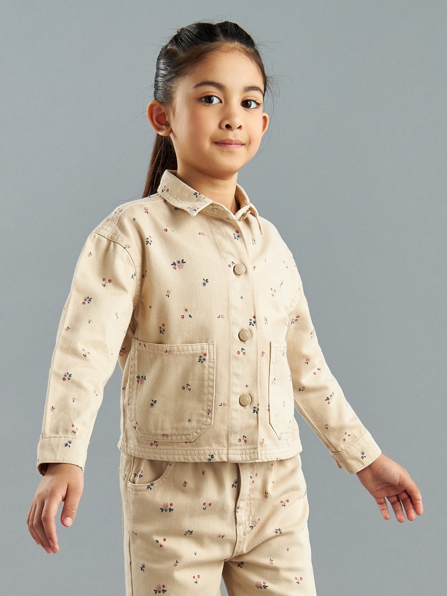 All-Over Floral Print Jacket with Pockets