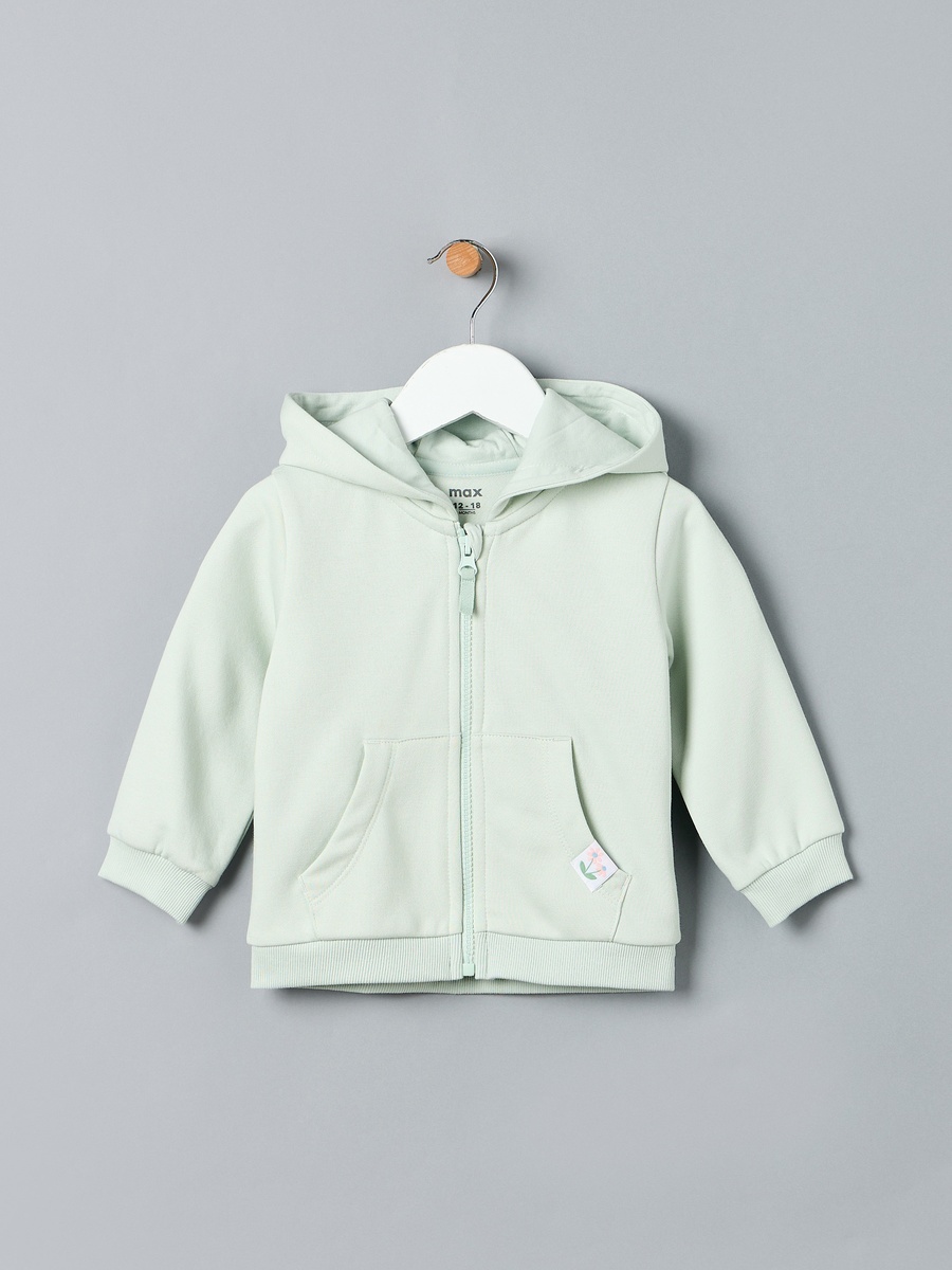 Plain Zip Through Hoodie