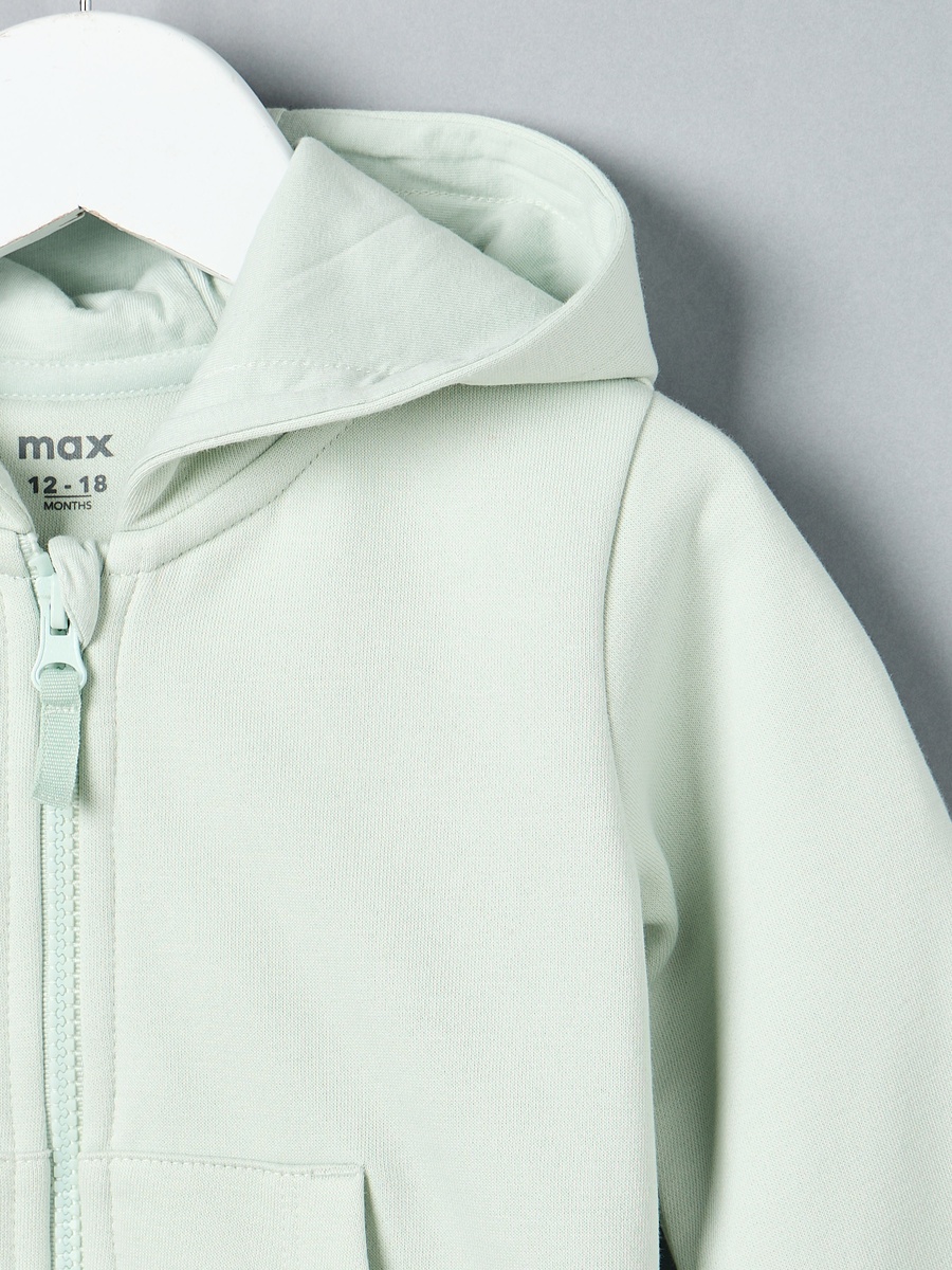 Plain Zip Through Hoodie