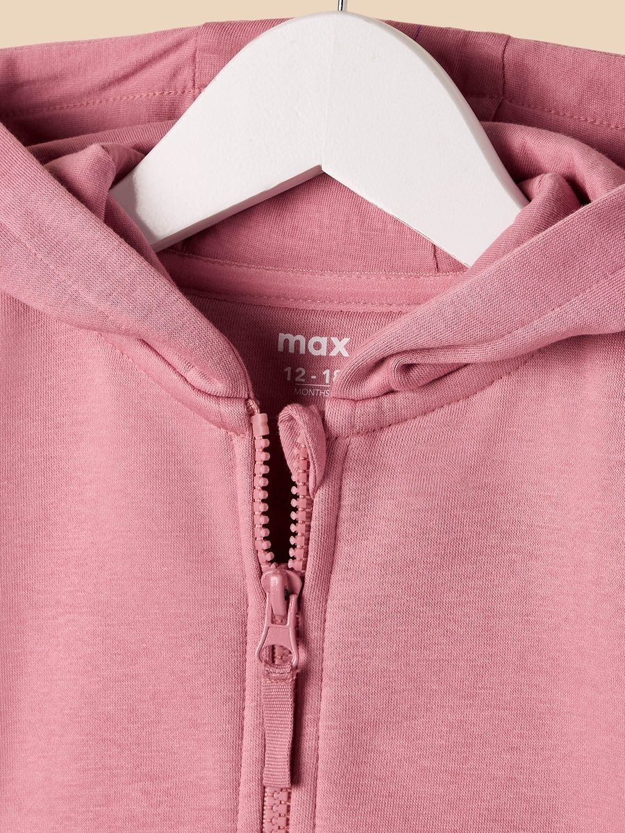 Plain Zip Through Hoodie