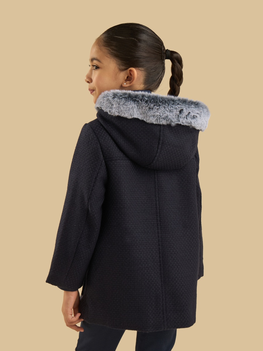 Fur Trim Duffle Coat with Hood