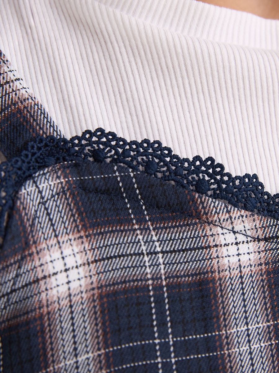 Checked Pinafore Dress and T-Shirt Set