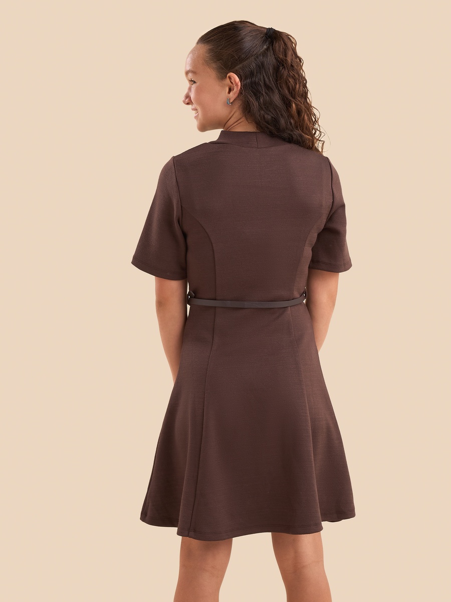 Plain Skater Dress with Belt