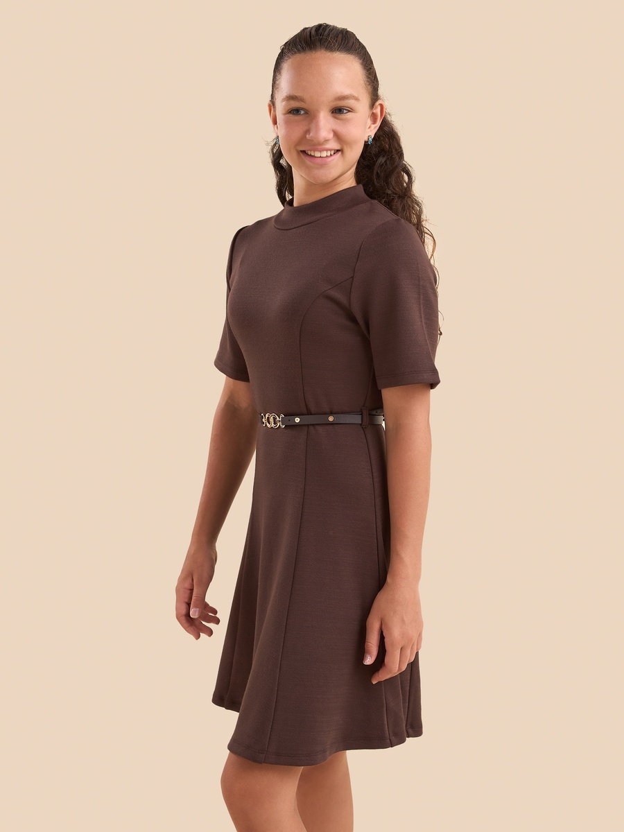 Plain Skater Dress with Belt