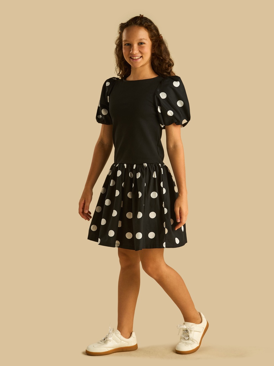 Polka Dot Dress with Balloon Sleeves