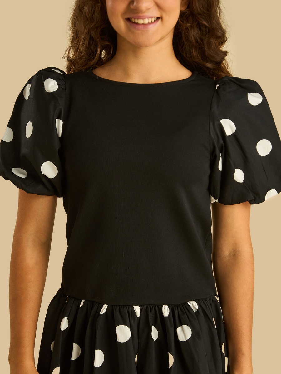 Polka Dot Dress with Balloon Sleeves