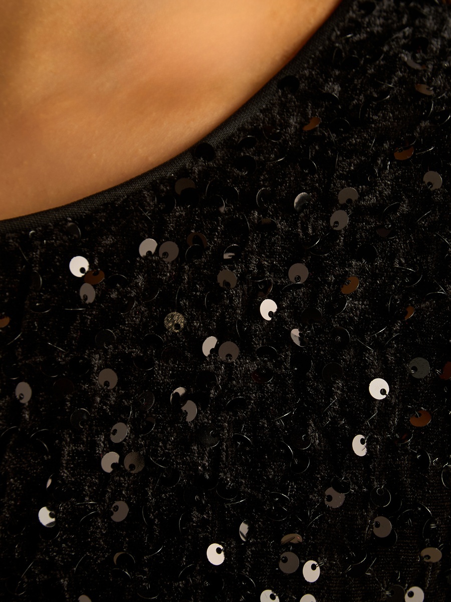 Black Embellished A-Line Dress