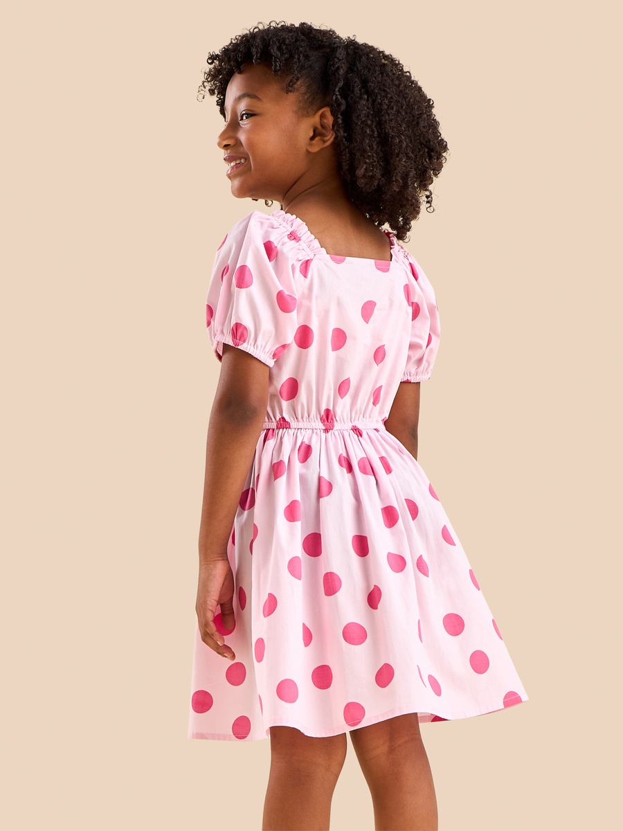 Polka Dot Print Square Neck Dress