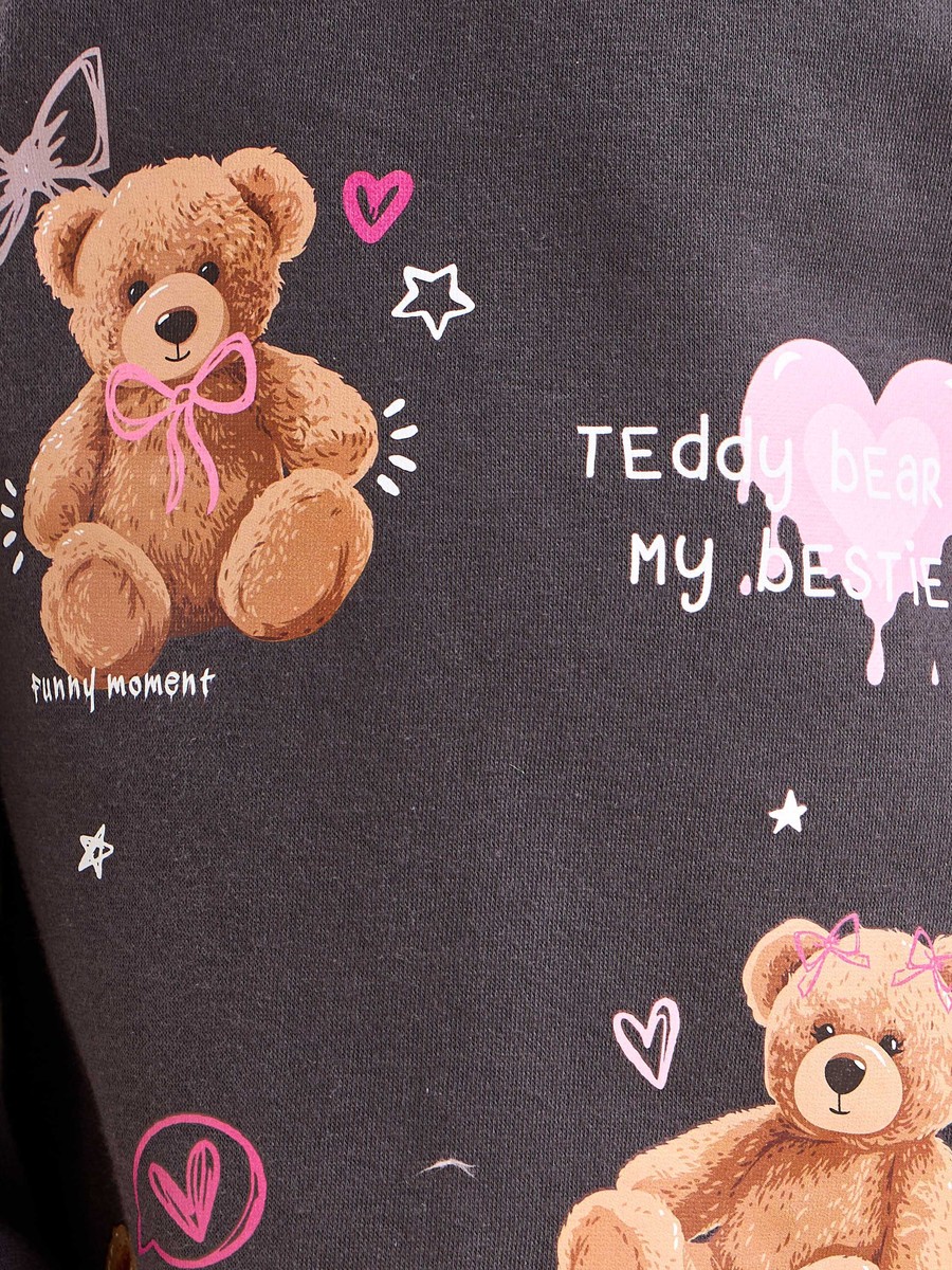 Teddy Bear Print Polo Sweat Dress