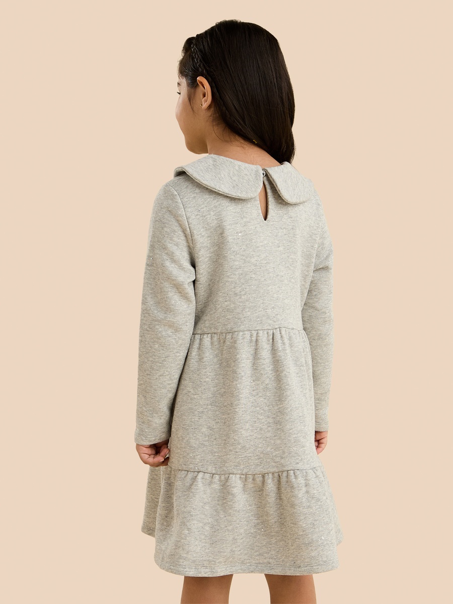 Textured Peter Pan Collar Tiered Dress