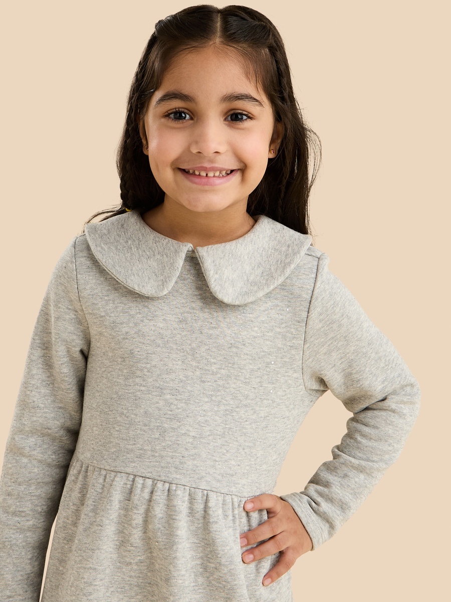 Textured Peter Pan Collar Tiered Dress