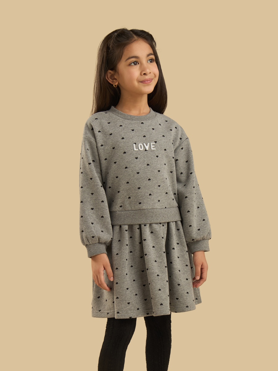 Heart Print Sweat Dress