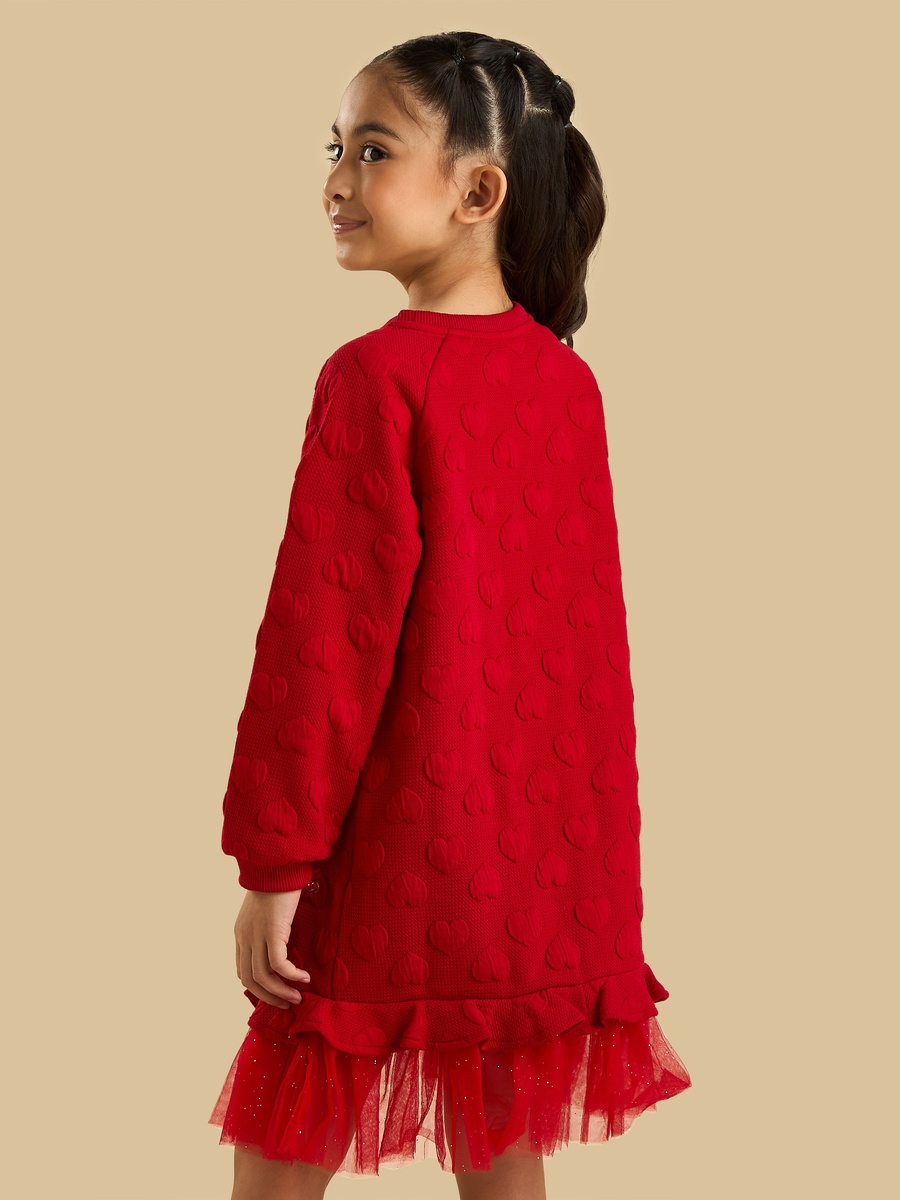 Jaquard Heart Mesh Frill Dress