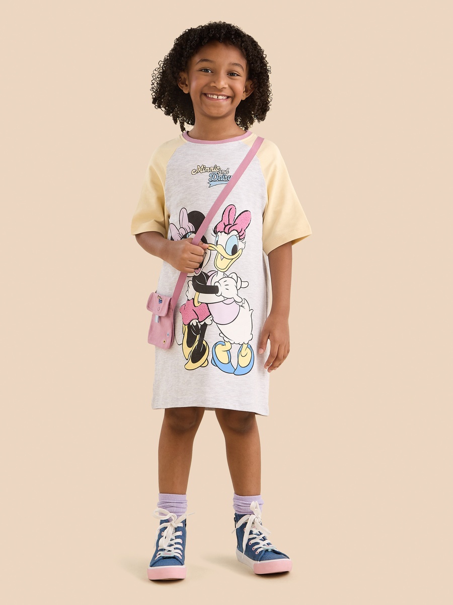 Minnie Mouse and Daisy Duck Print T-Shirt Dress with Crossbody Bag