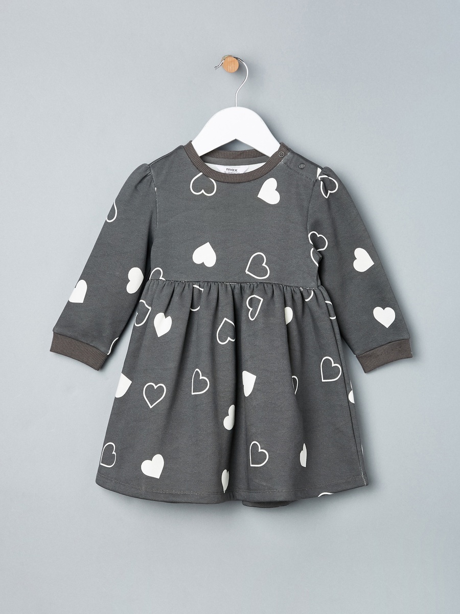 Heart Print Terry Dress