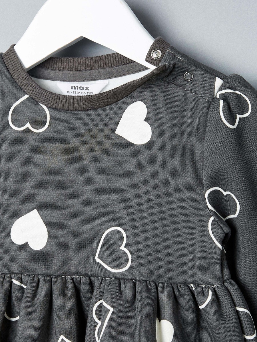 Heart Print Terry Dress