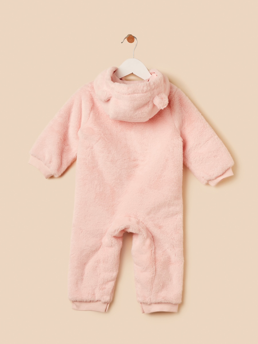 Textured Heart Accent Hooded Pramsuit