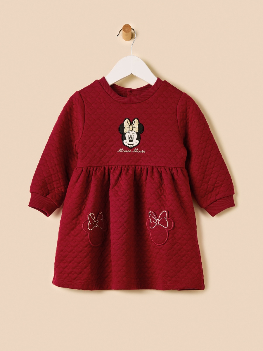 Minnie Mouse Applique Quilted Sweat Dress with Stockings