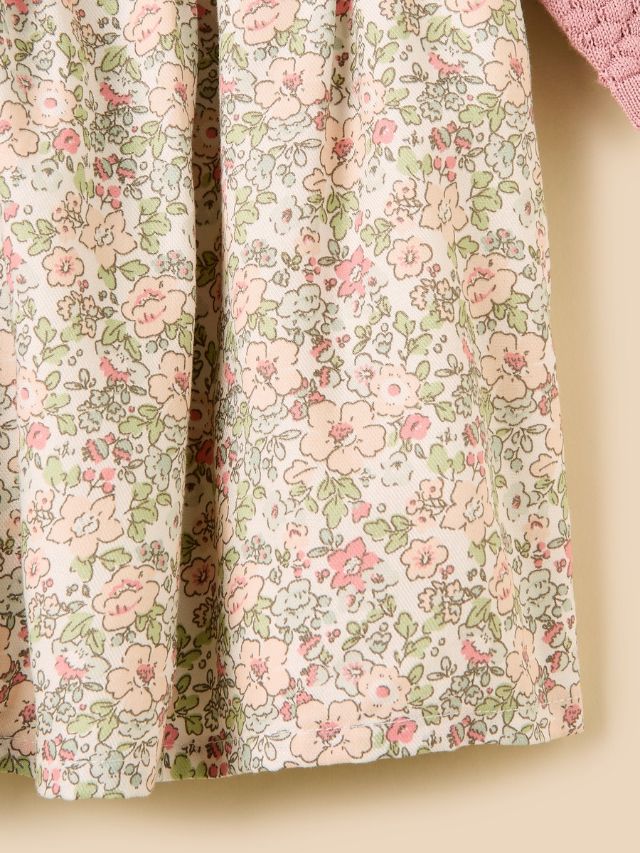 Floral Print Sleeveless Dress with Cardigan