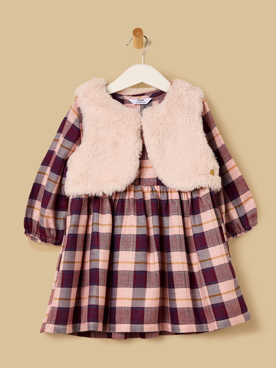 Checked Dress with Shrug
