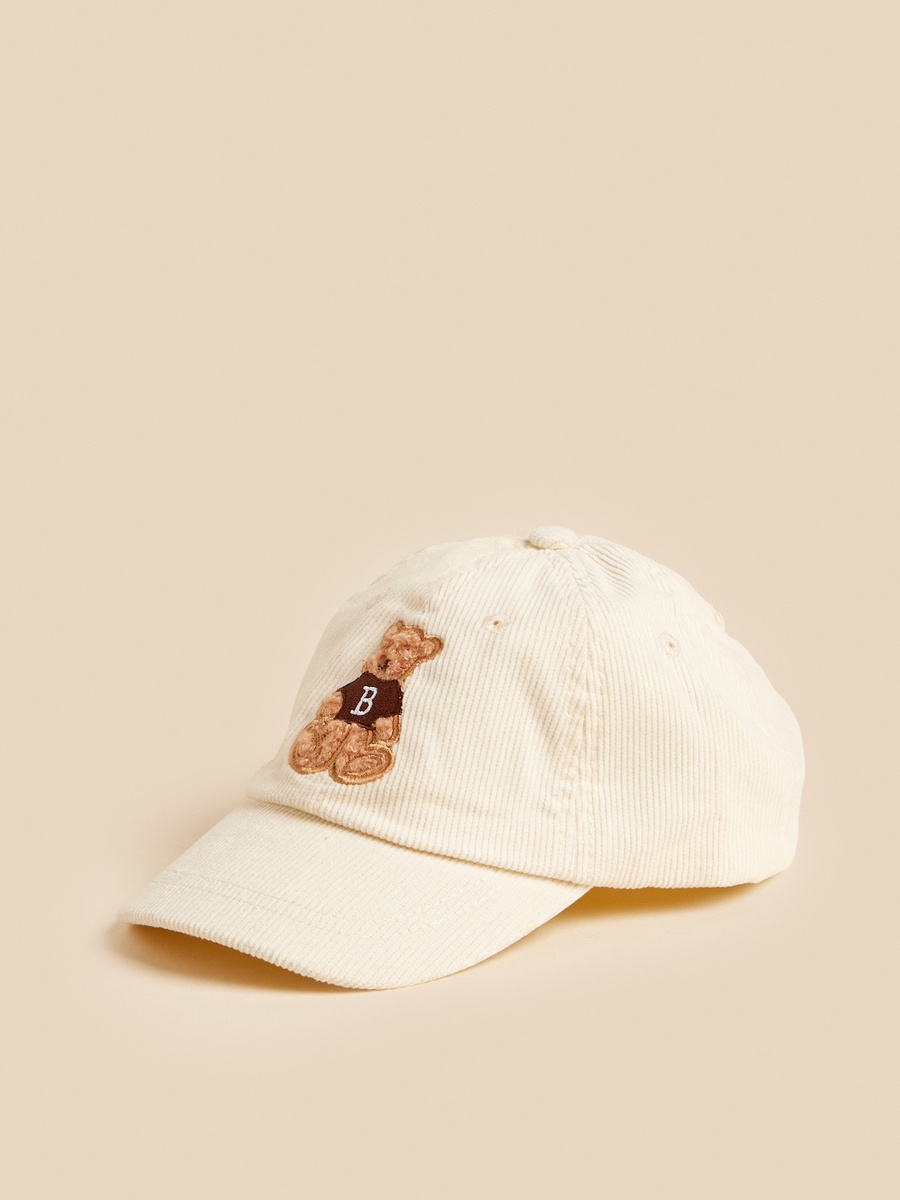 Bear Applique Cap with Hook and Loop Closure