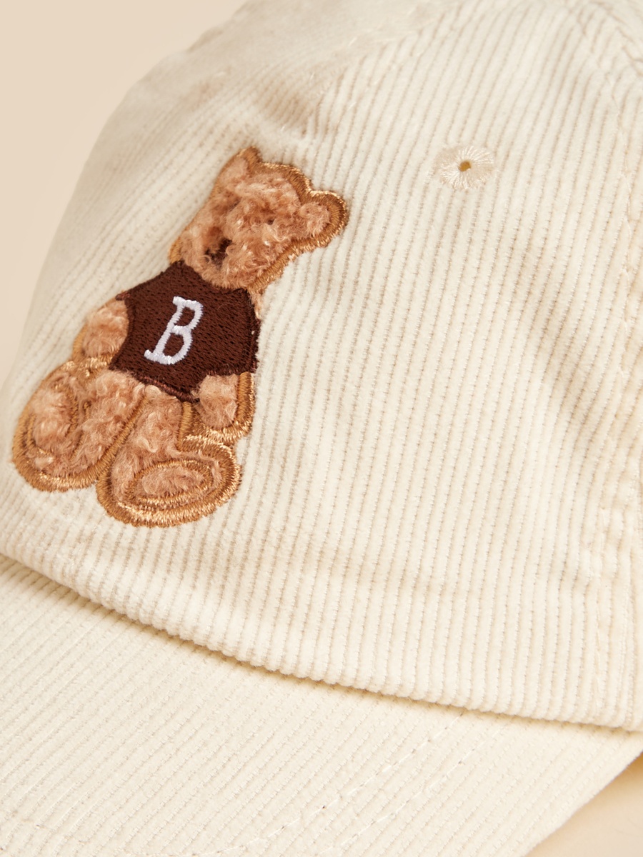 Bear Applique Cap with Hook and Loop Closure