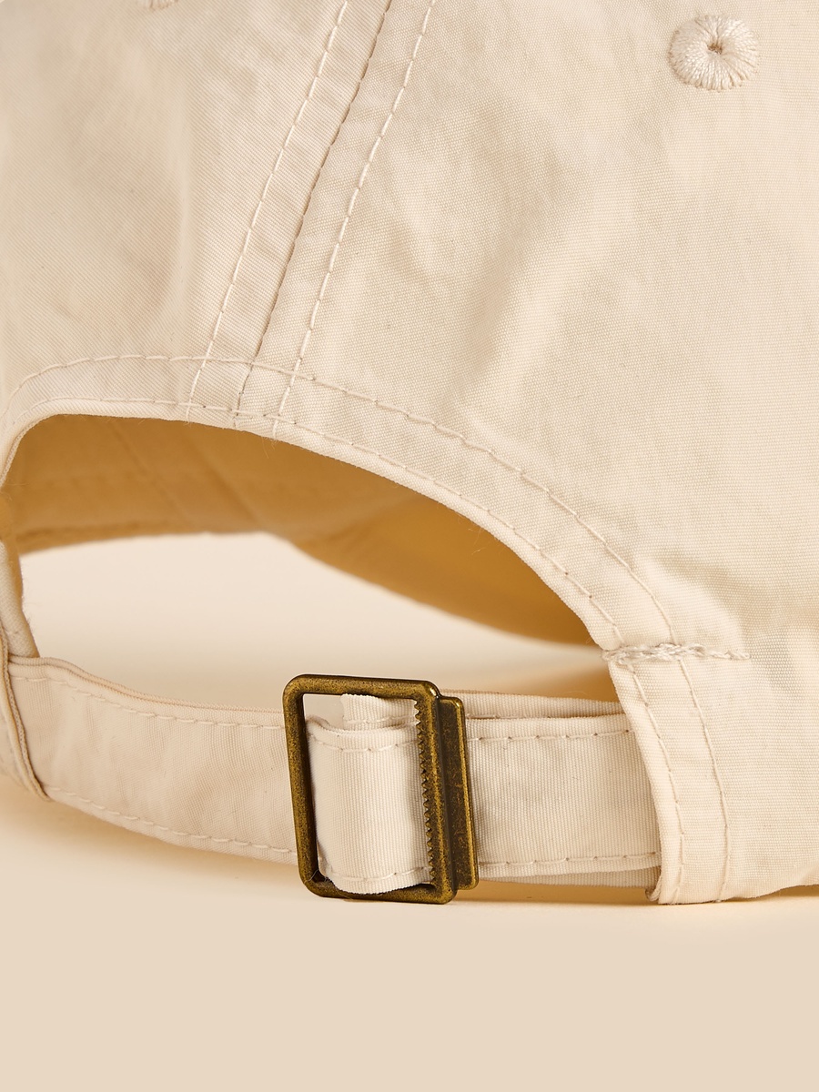 Applique Detail Cap with Buckled Strap Closure