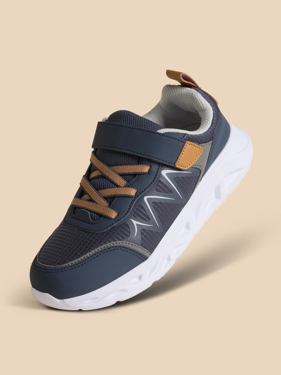 Panelled Sneakers with Hook and Loop Closure