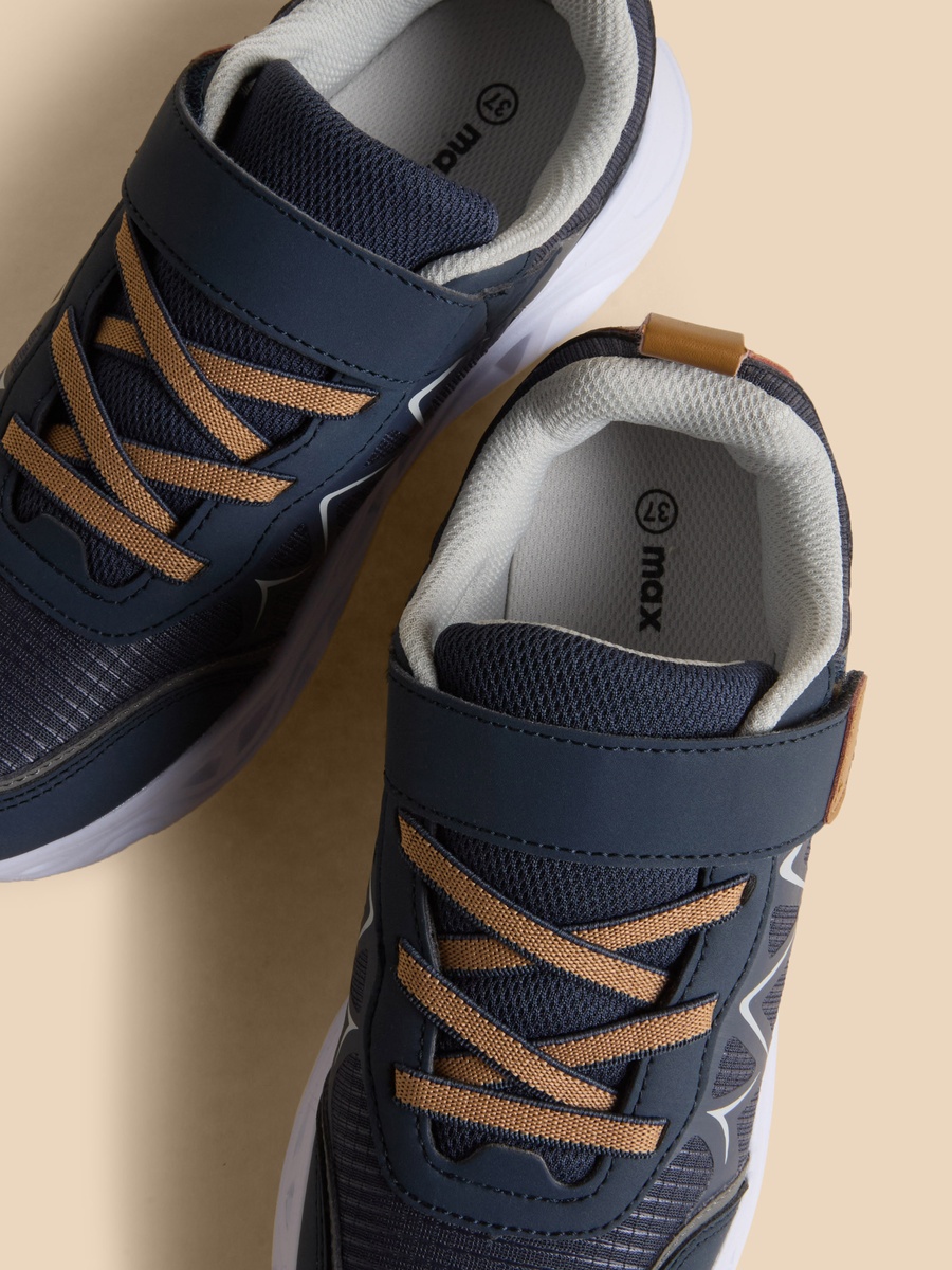 Panelled Sneakers with Hook and Loop Closure
