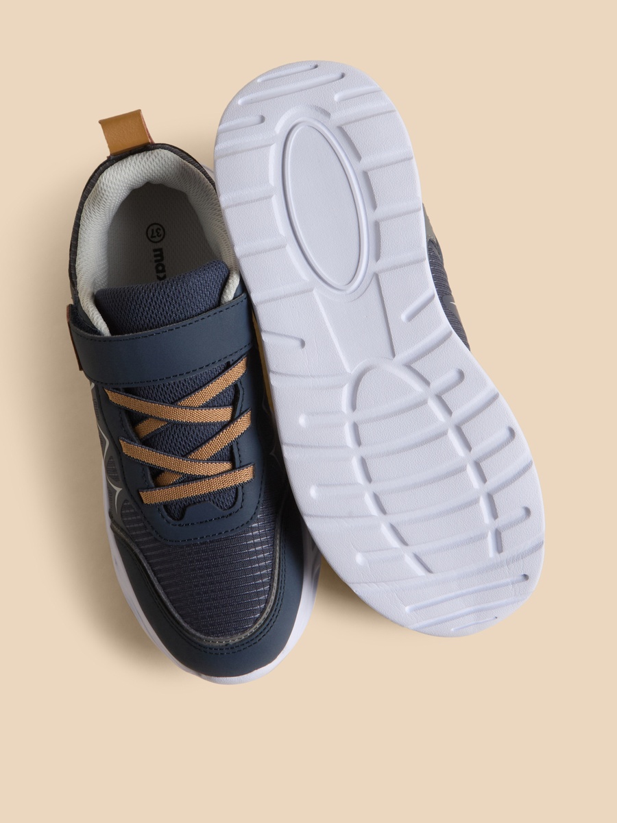 Panelled Sneakers with Hook and Loop Closure