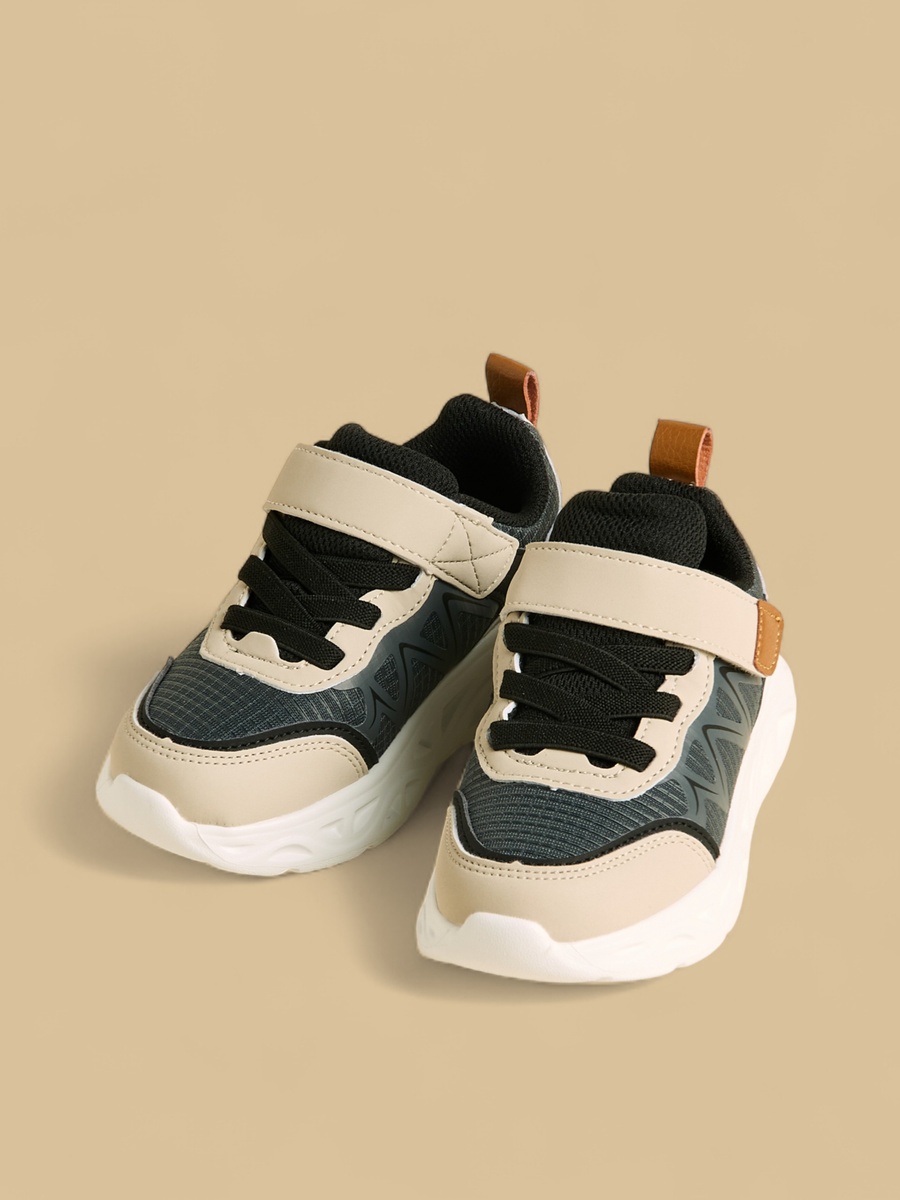 Panelled Sneakers with Hook and Loop Closure