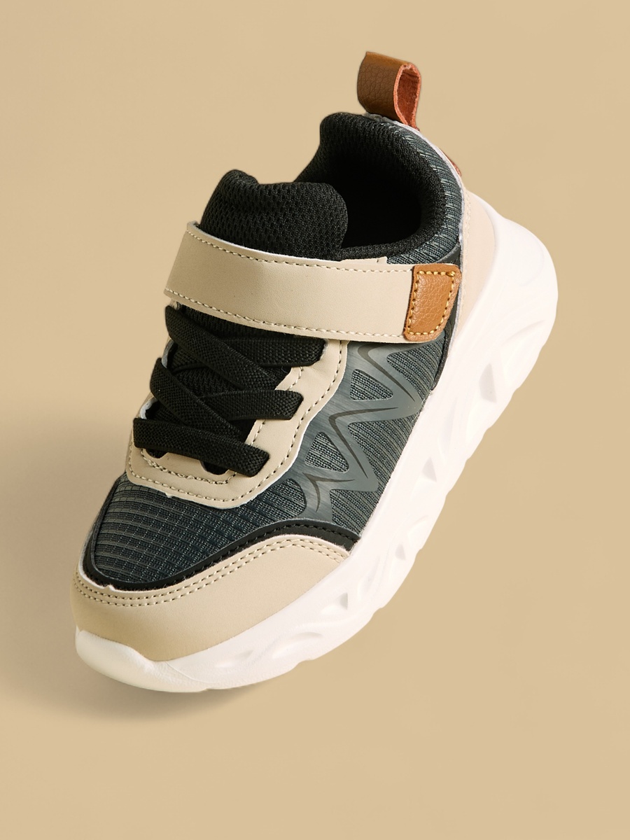 Panelled Sneakers with Hook and Loop Closure