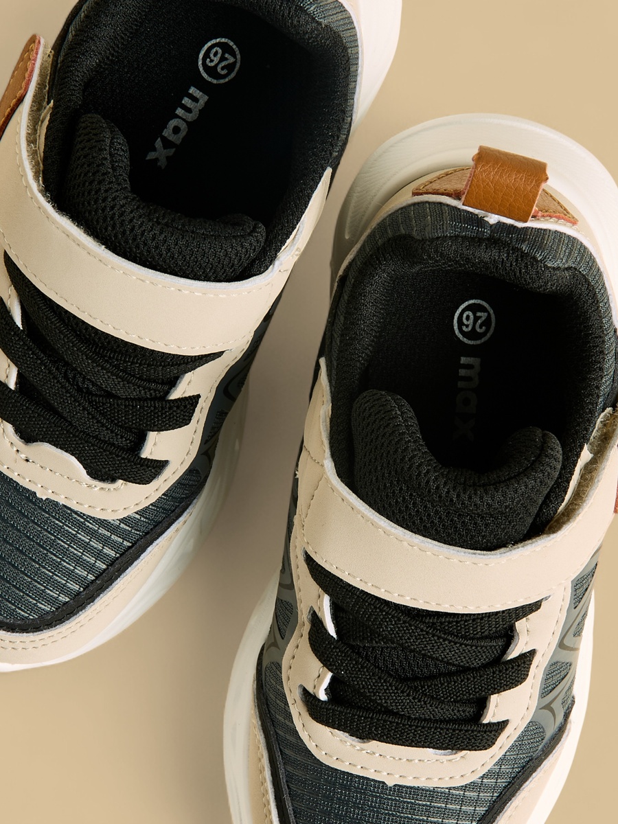 Panelled Sneakers with Hook and Loop Closure