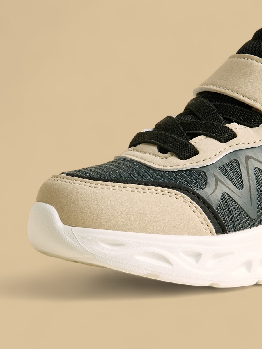 Panelled Sneakers with Hook and Loop Closure