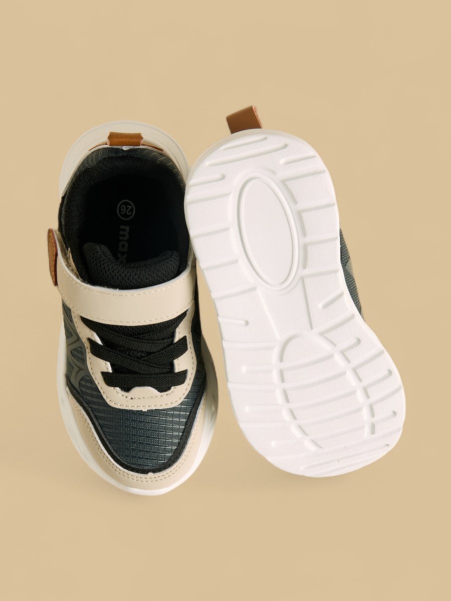 Panelled Sneakers with Hook and Loop Closure