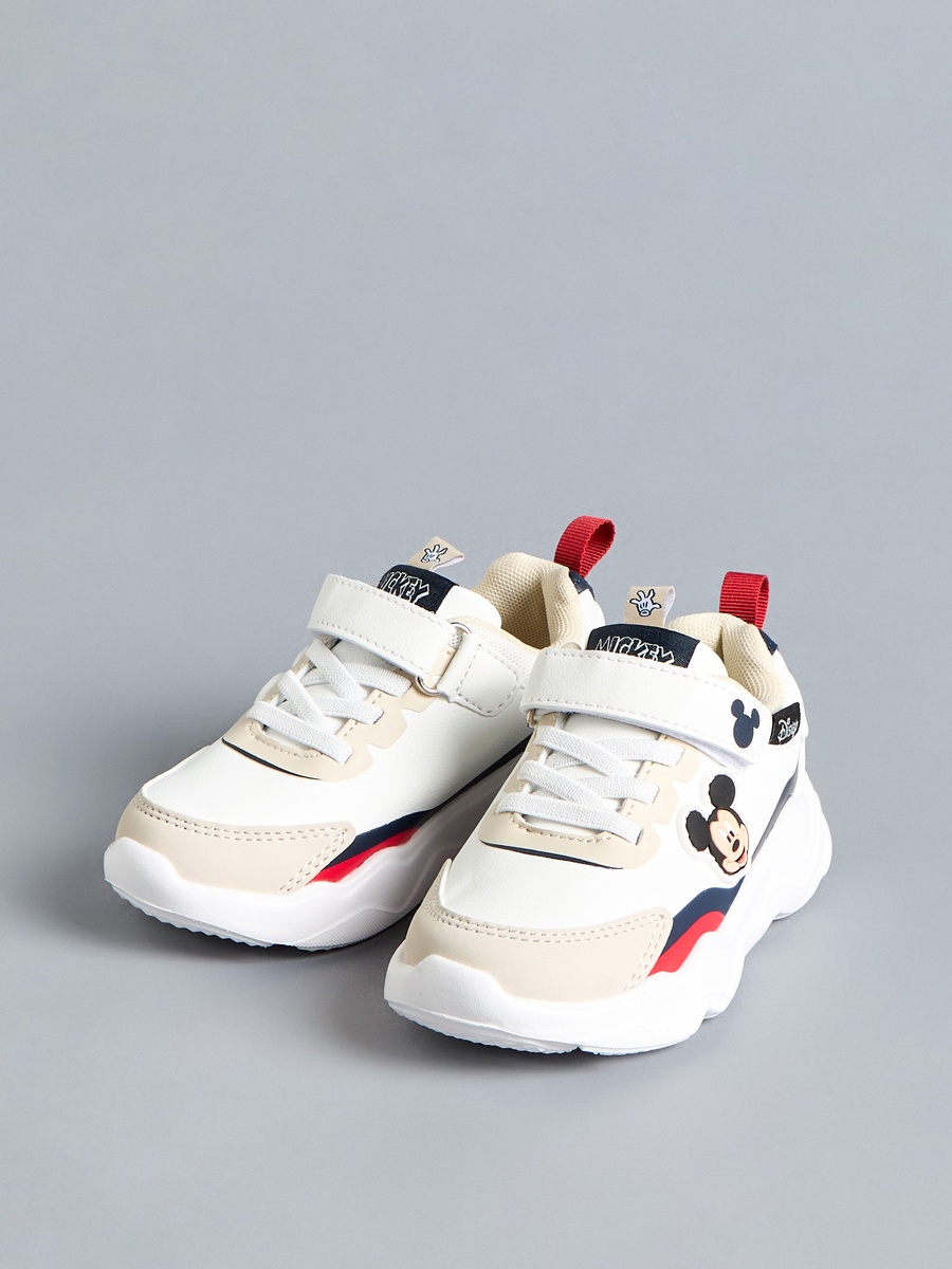 Mickey Mouse Applique Sneakers with Hook and Loop Closure